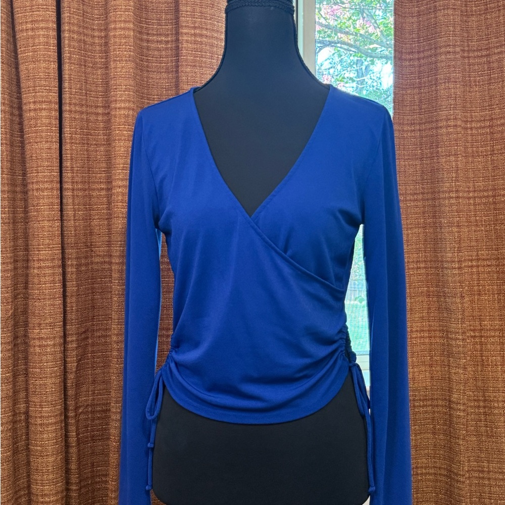 Ambiance Royal Blue Wrap Blouse